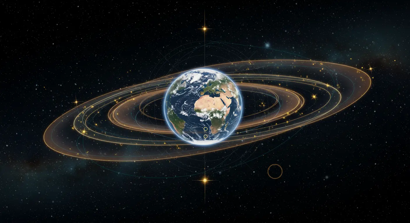 a digital graphic depiction of earth and the layers in its atmosphere